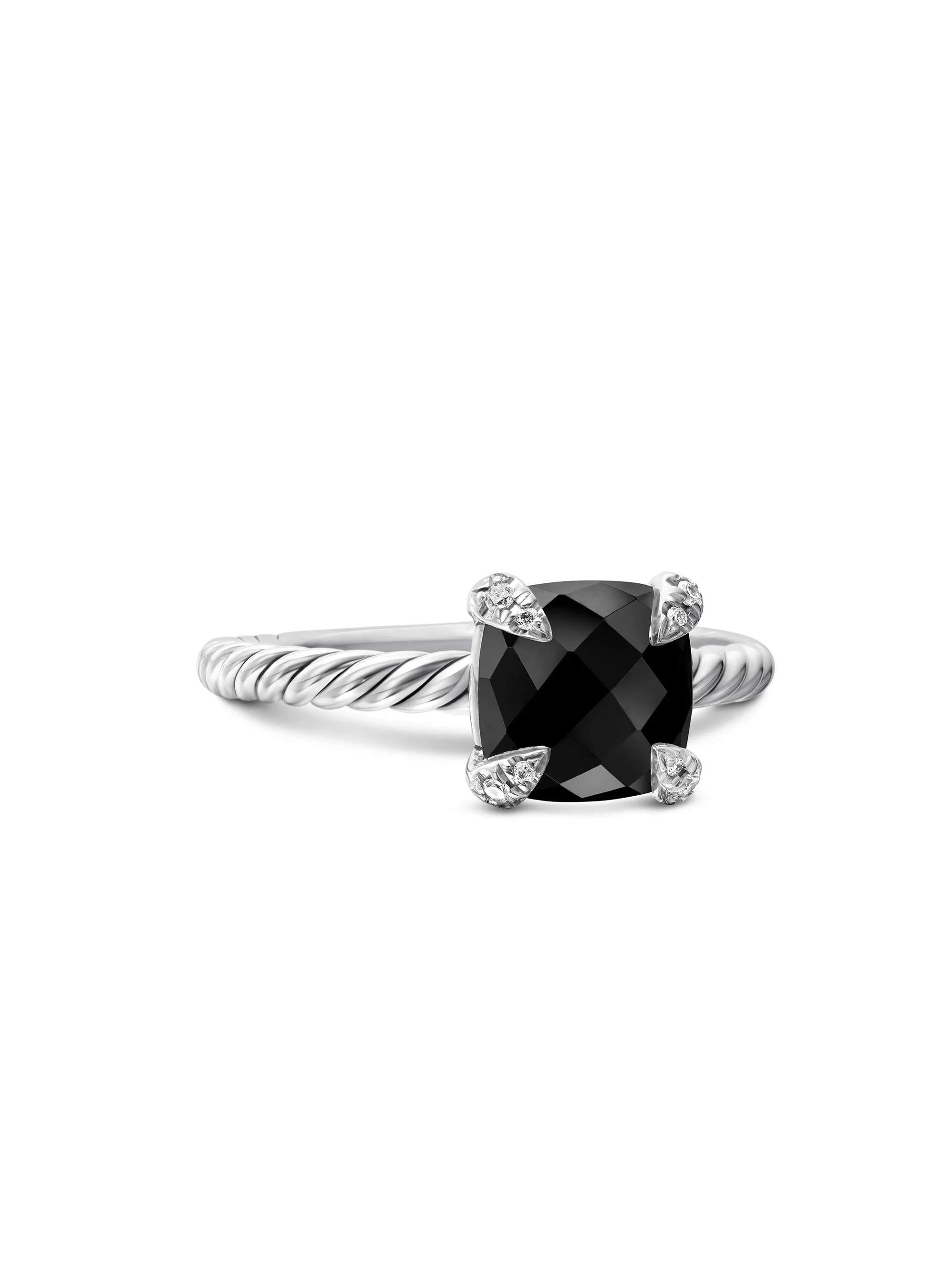 Women's Chatelaine Ring with Pavé Diamonds - Black Onyx - 1
