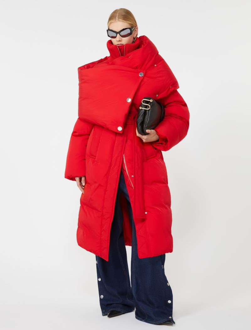 Sportmax Water-repellent long down jacket - RED outlook