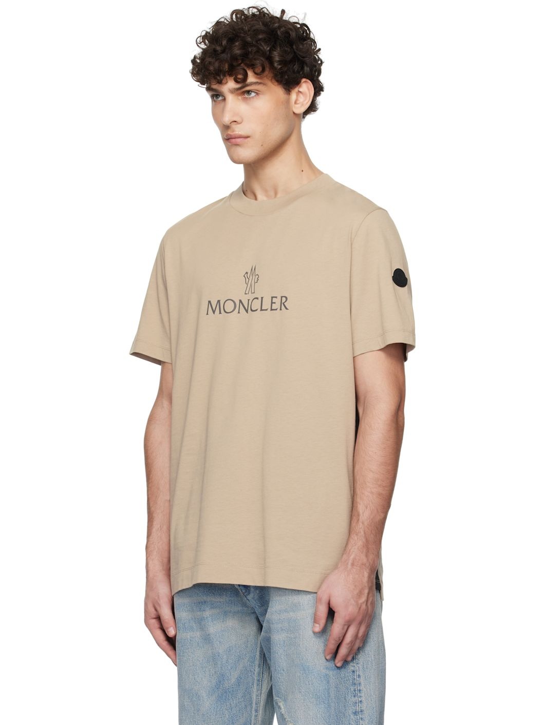 Beige Logo Cotton T-shirt - 4