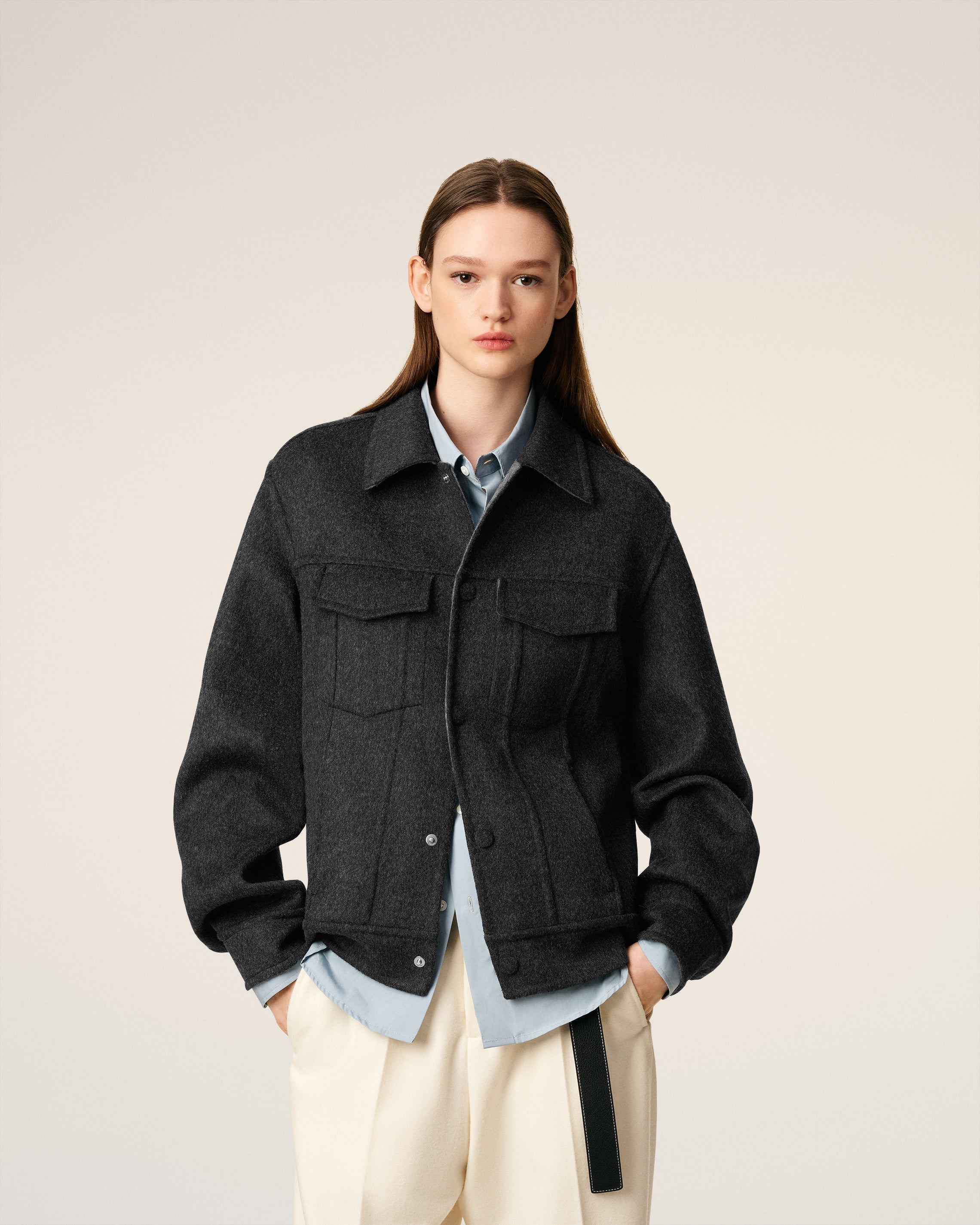 GREY WOOL TRUCKER JACKET - 3