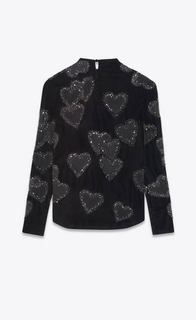 SAINT LAURENT embroidered top in cupro velvet outlook