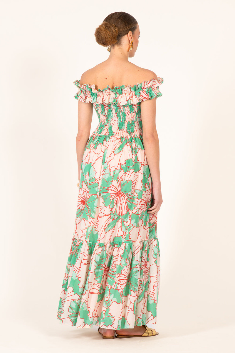 Long Dress Suzanne - Green Petal 5