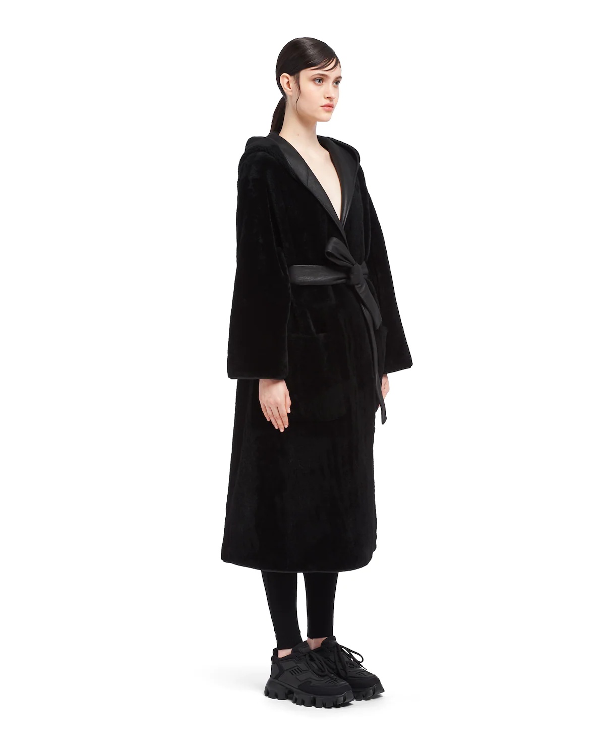 Reversible hooded shearling coat - 3