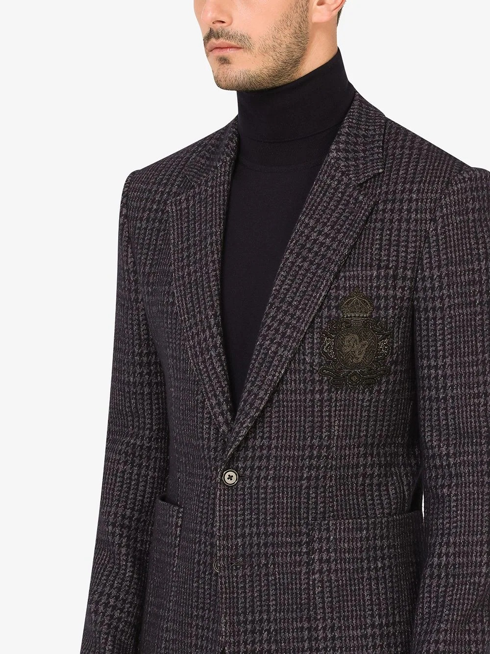 wool-blend checked blazer - 5