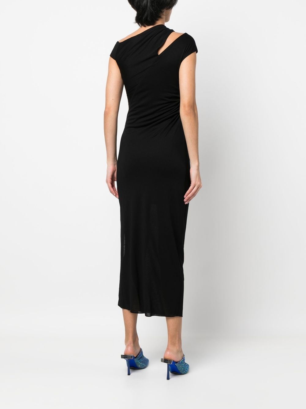 asymmetric jersey midi-dress - 4