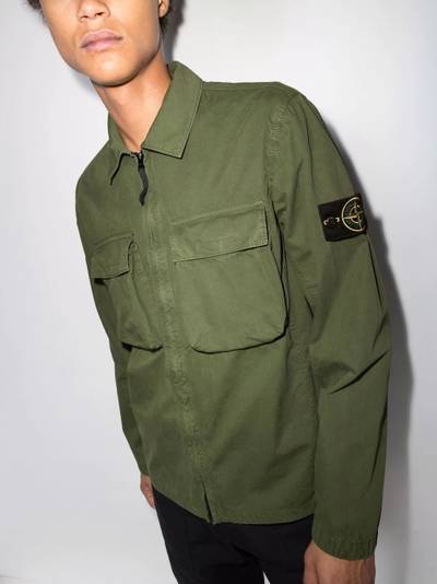 Stone Island Compass-logo zip-up shirt jacket outlook