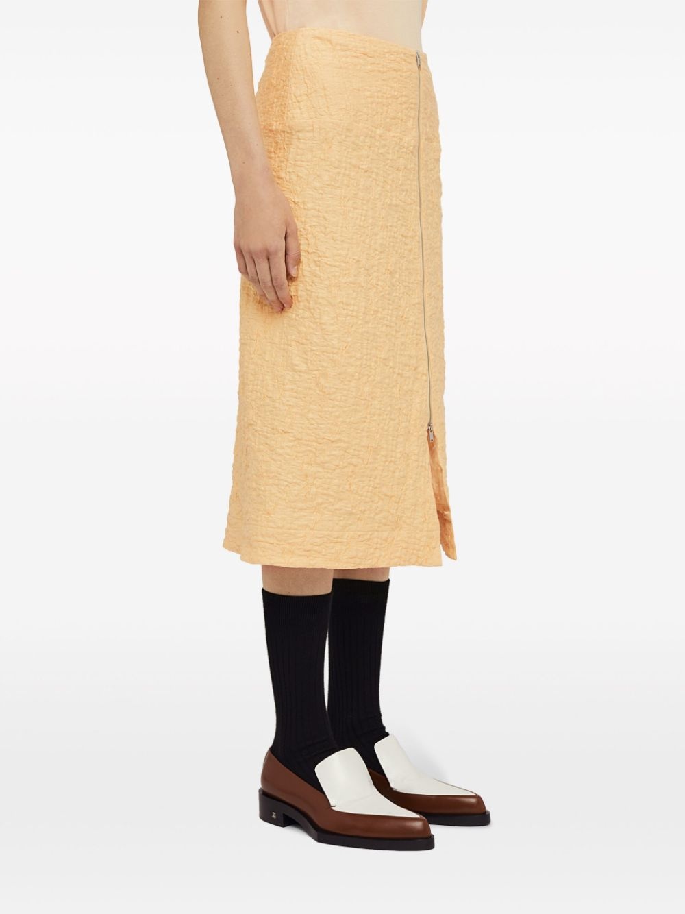 textured-finish zip-up midi skirt - 3
