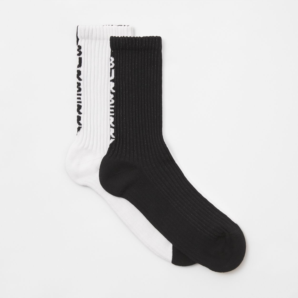 Logo Intarsia Two-tone Stretch Cotton Socks - 4