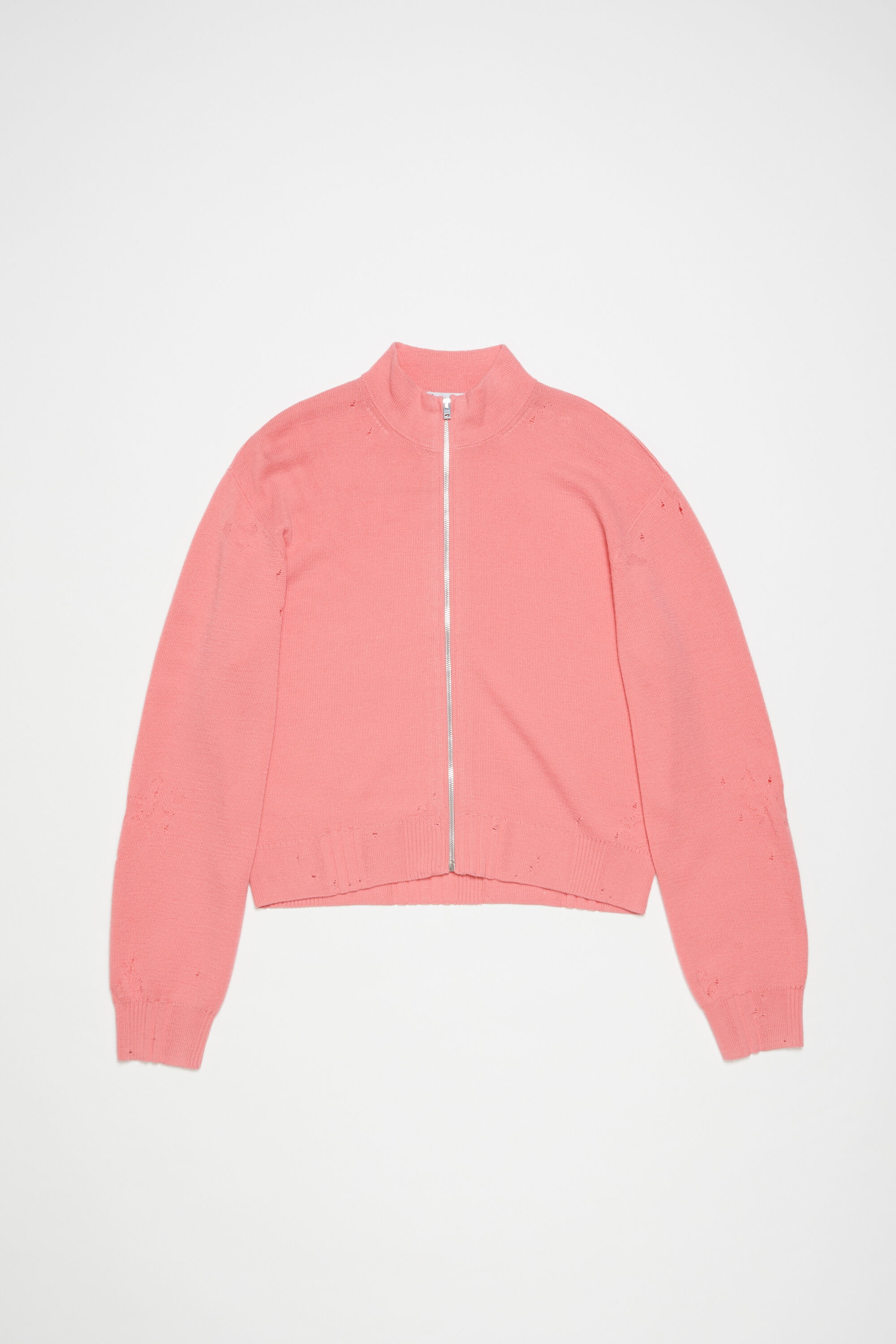 Distressed zip cardigan - Pink - 6