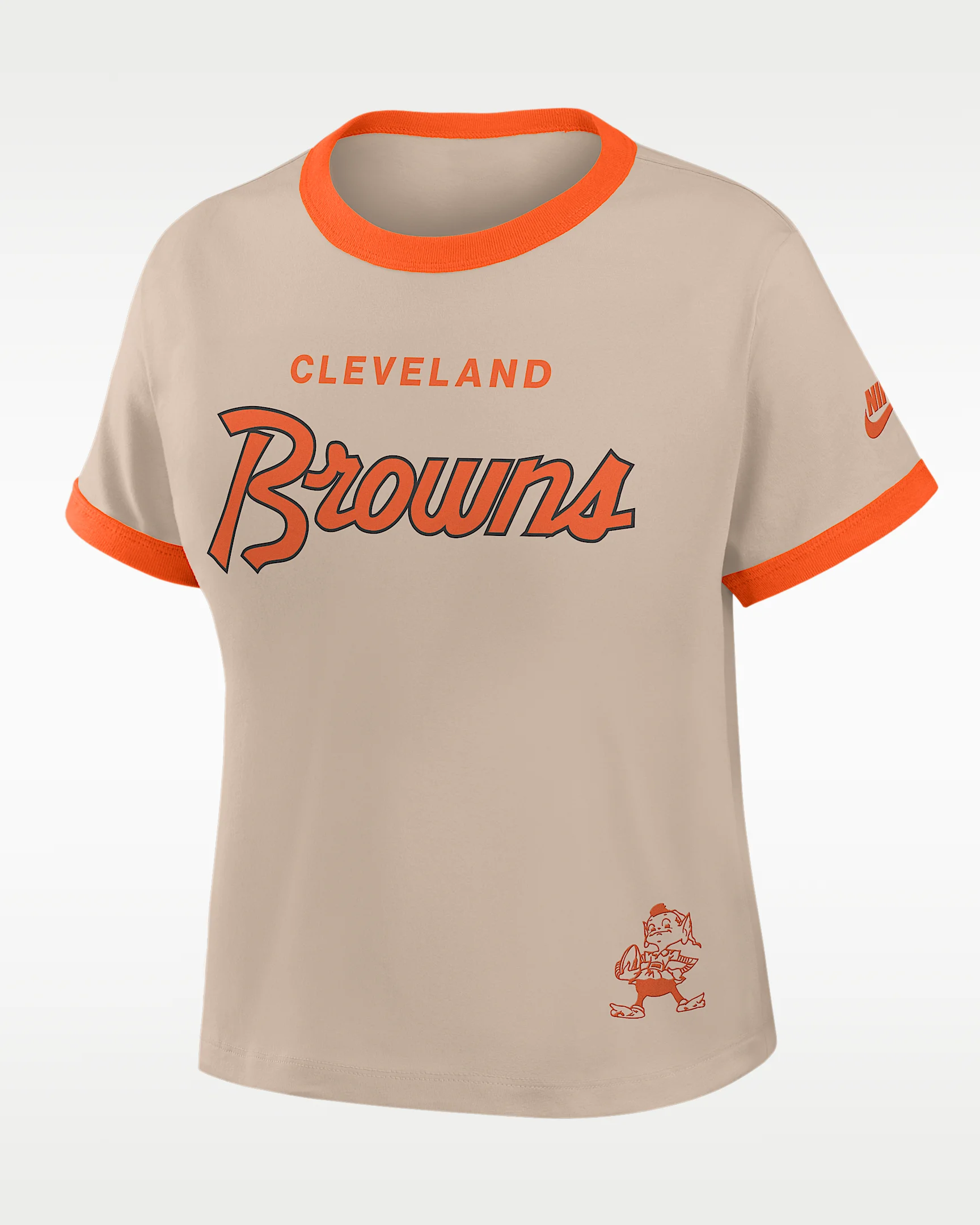 Cleveland Browns Rewind Ringer Mod Women's Nike NFL Cropped T-Shirt - 1