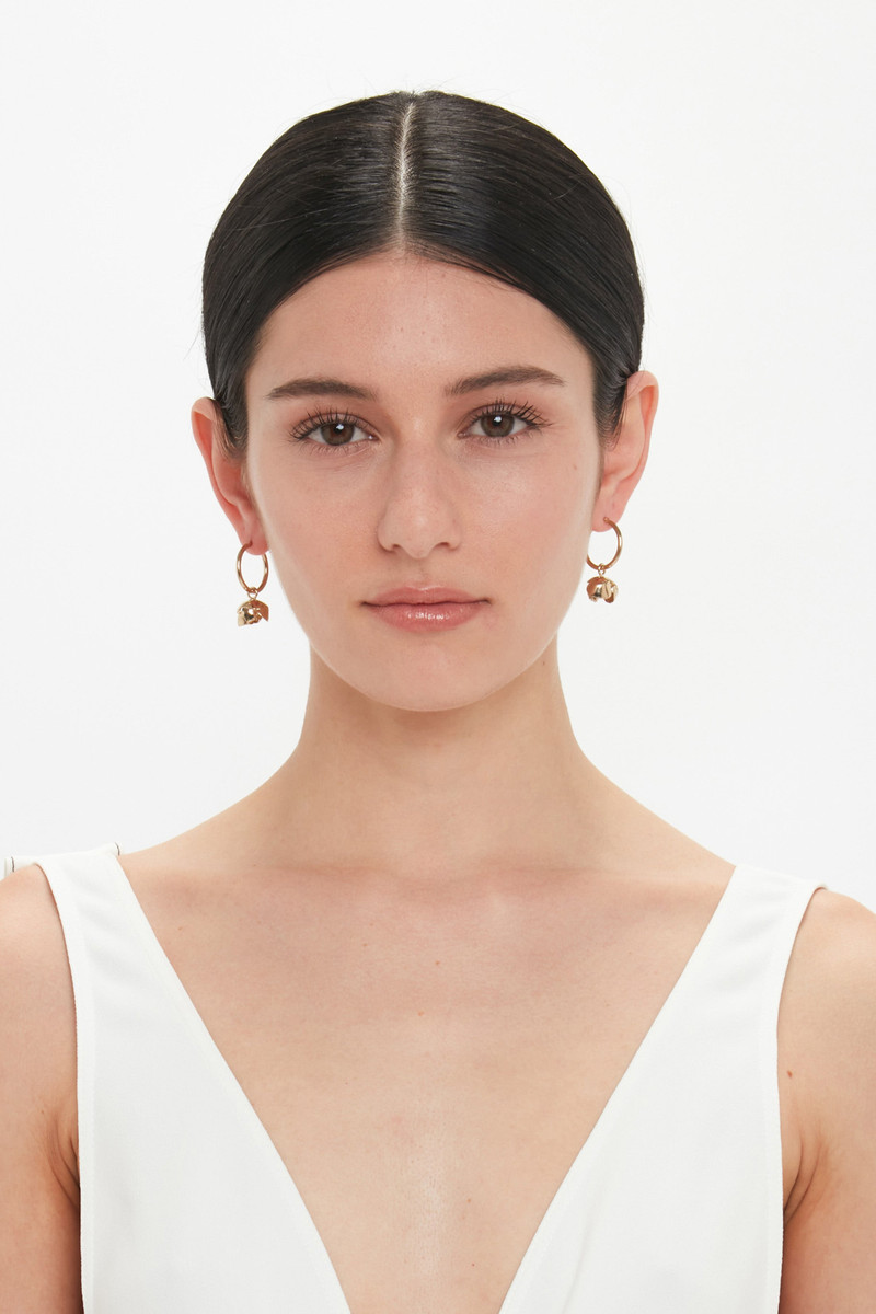 Exclusive Camellia Flower Hoop Earrings In Gold 3