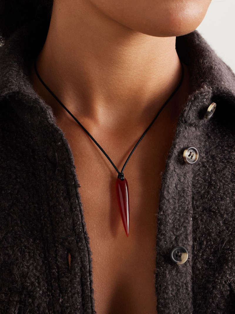 Sophie Buhai Small Spear vegan leather, carnelian and silver necklace Red outlook