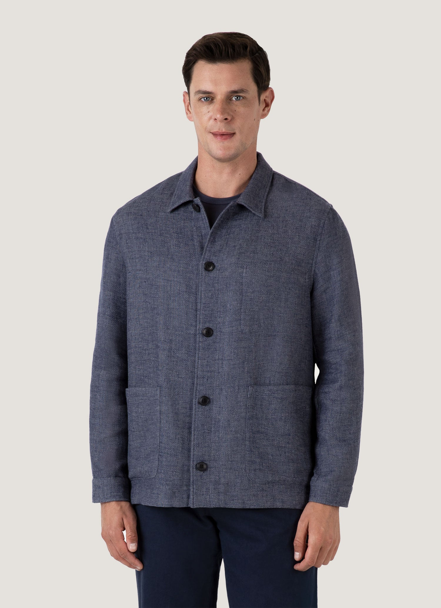 Cotton Linen Twill Twin Pocket Jacket - 2