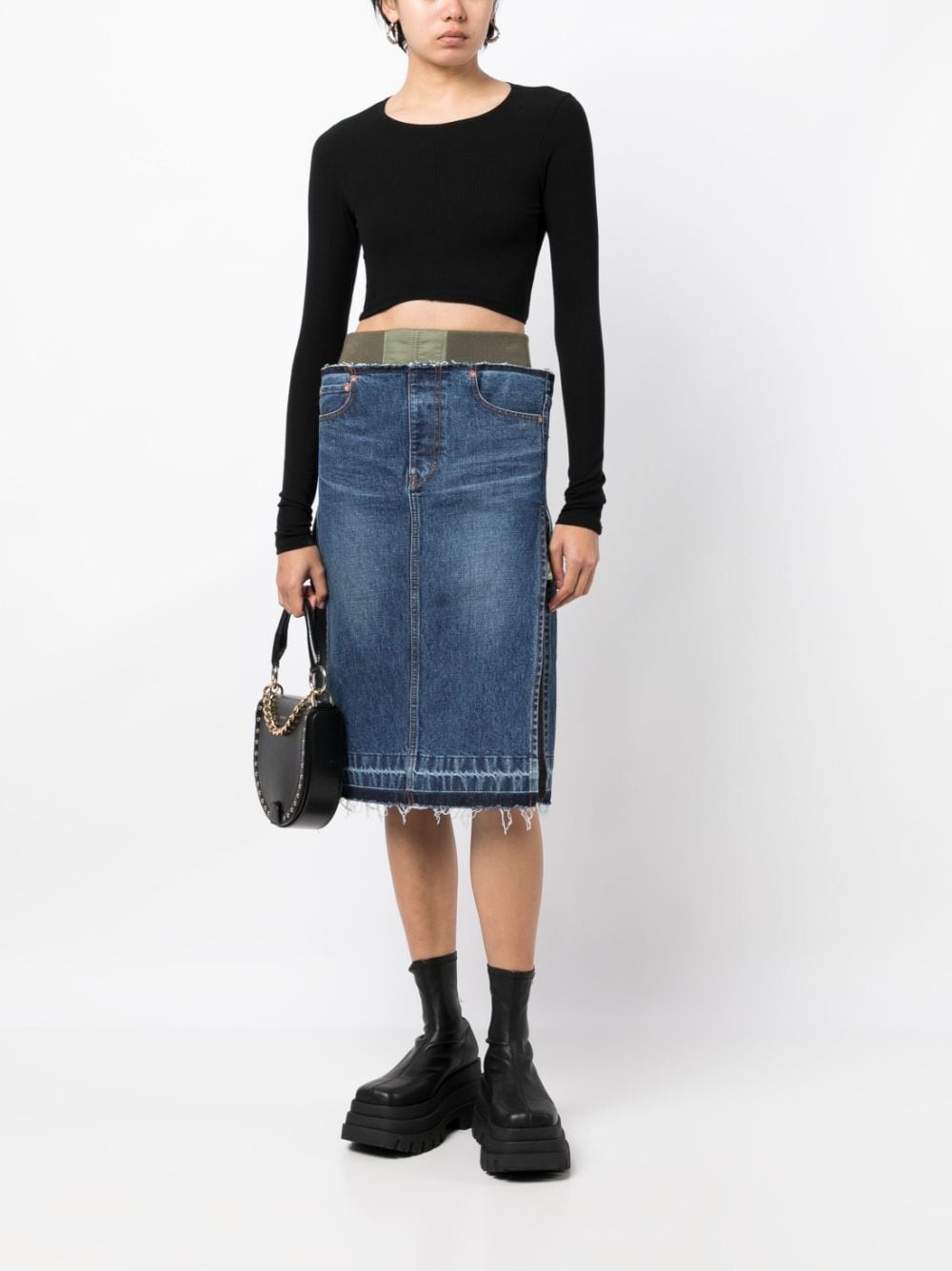 layered-effect denim skirt - 2