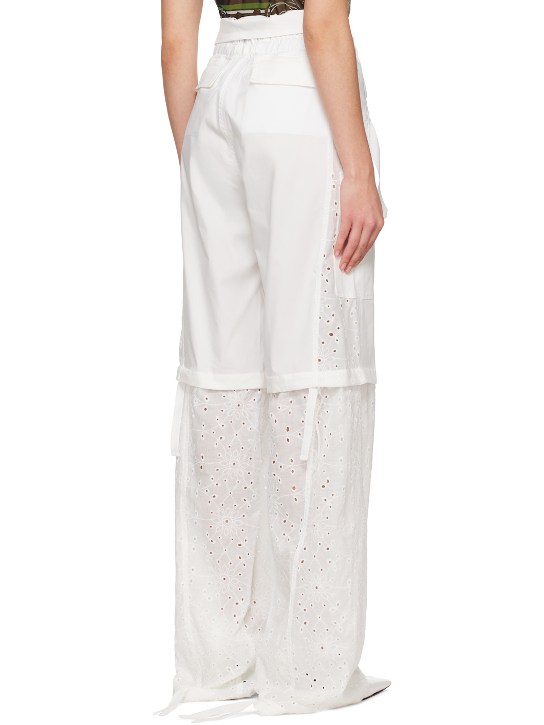 White Baggy Cargo Pants - 3