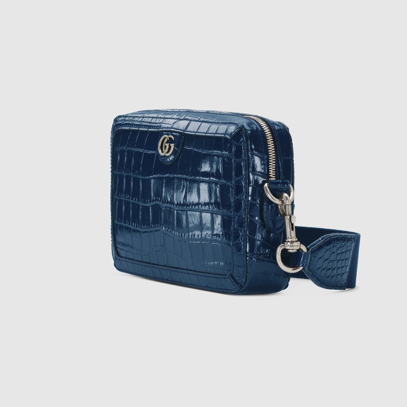 GUCCI Crocodile crossbody bag with Double G outlook