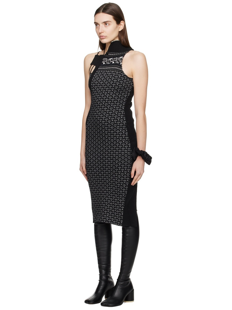 MM6 Maison Margiela Black Asymmetric Midi Dress outlook