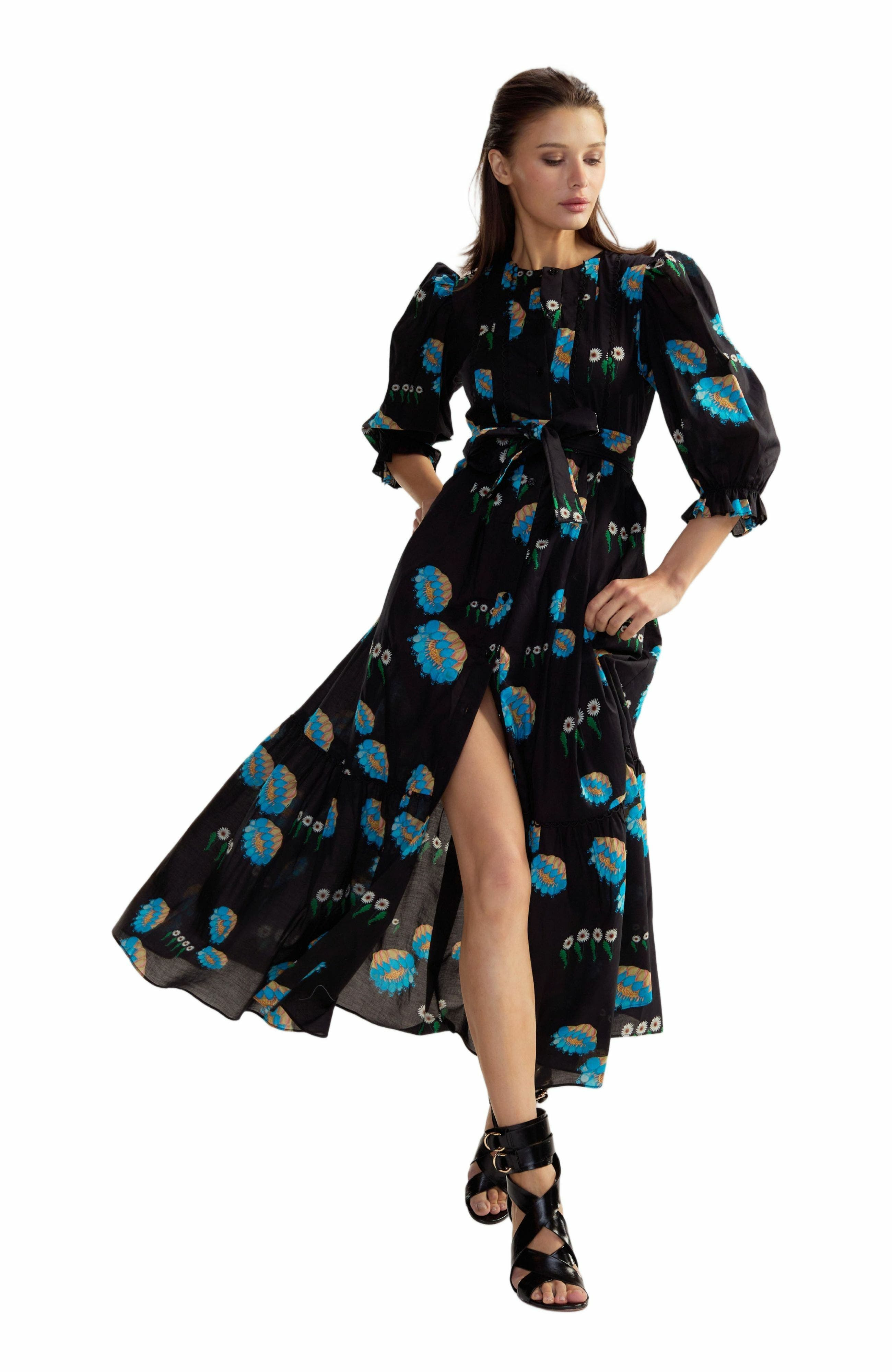 Cynthia Rowley Eve Pintuck Dress in Black Multi at Nordstrom - 1