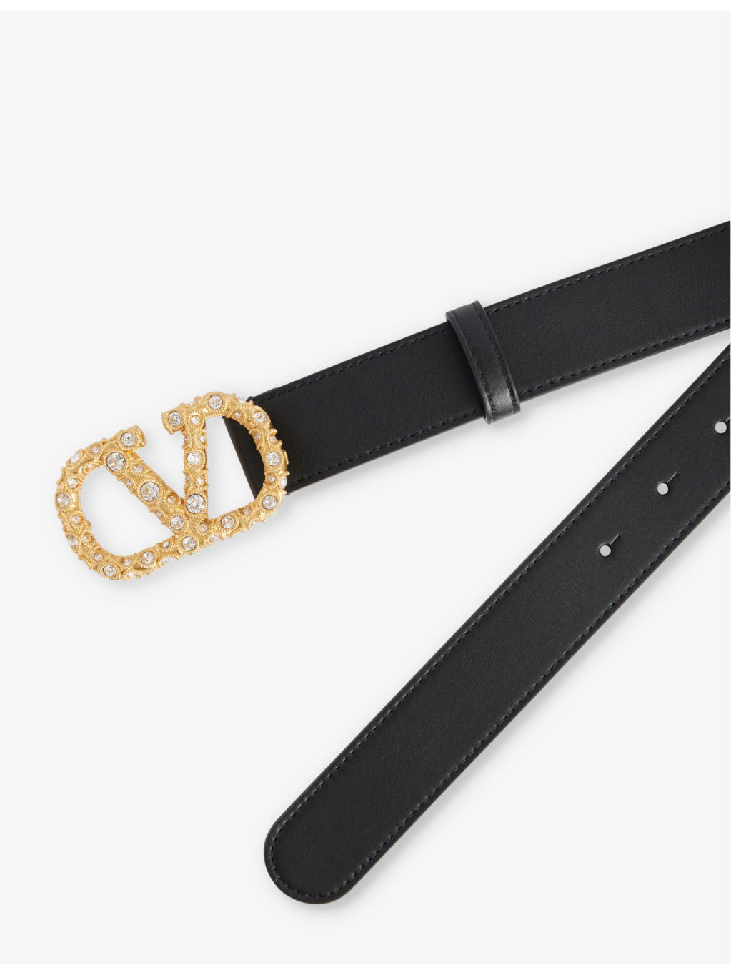 VLogo Signature crystal-embellished leather belt - 3