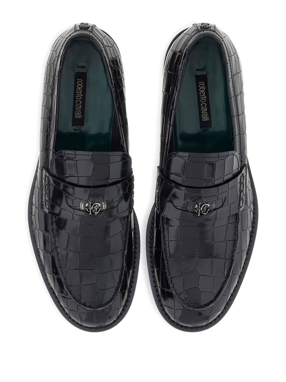 crocodile-embossed loafers - 3