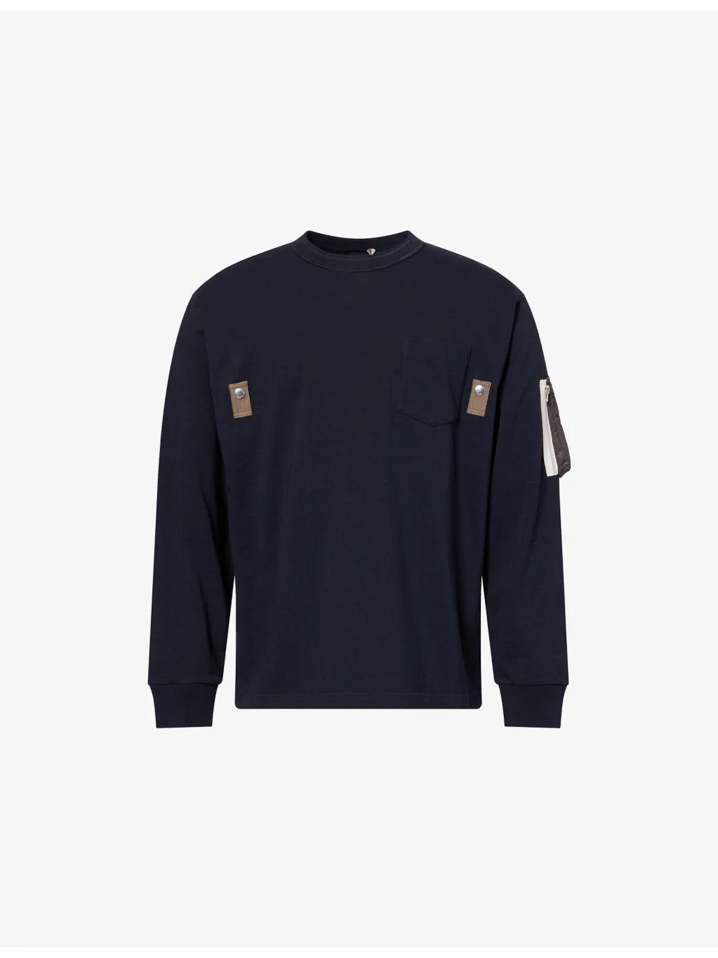Zip-Pocket Long-Sleeve Cotton T-shirt - 1