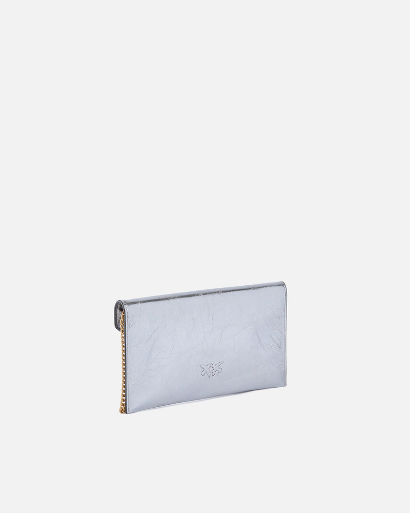 PINKO METALLIC LEATHER POUCH WITH LOVE BIRDS LOGO outlook