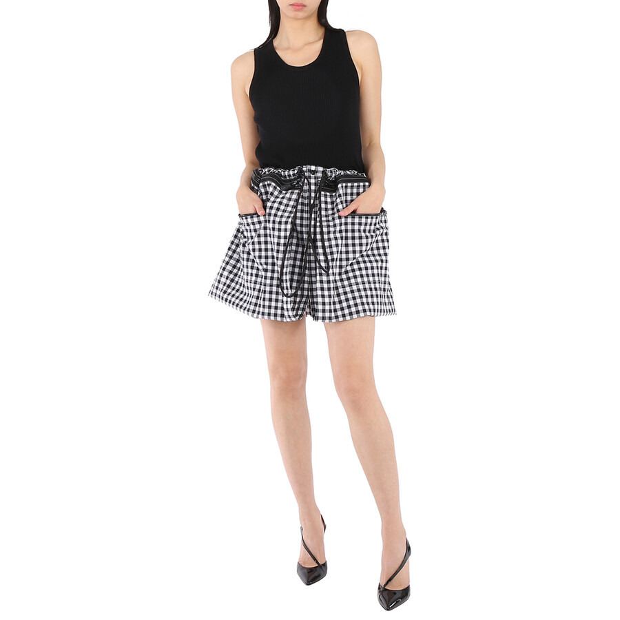 Burberry Ladies Black Convertible Mixed Media Gingham Dress - 4