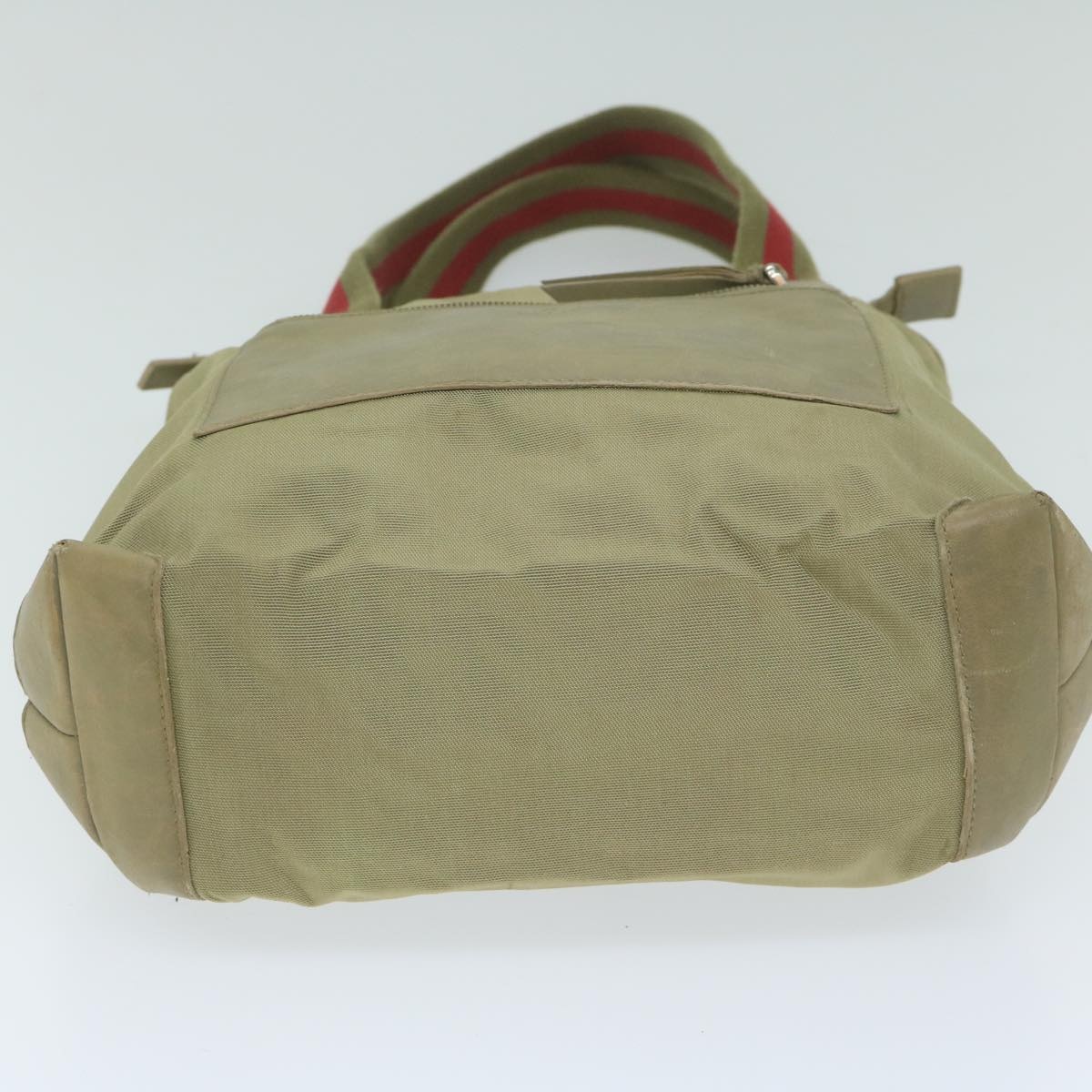 GUCCI Sherry Line Hand Bag Nylon Khaki Red 019 0402 019 0402 - 5