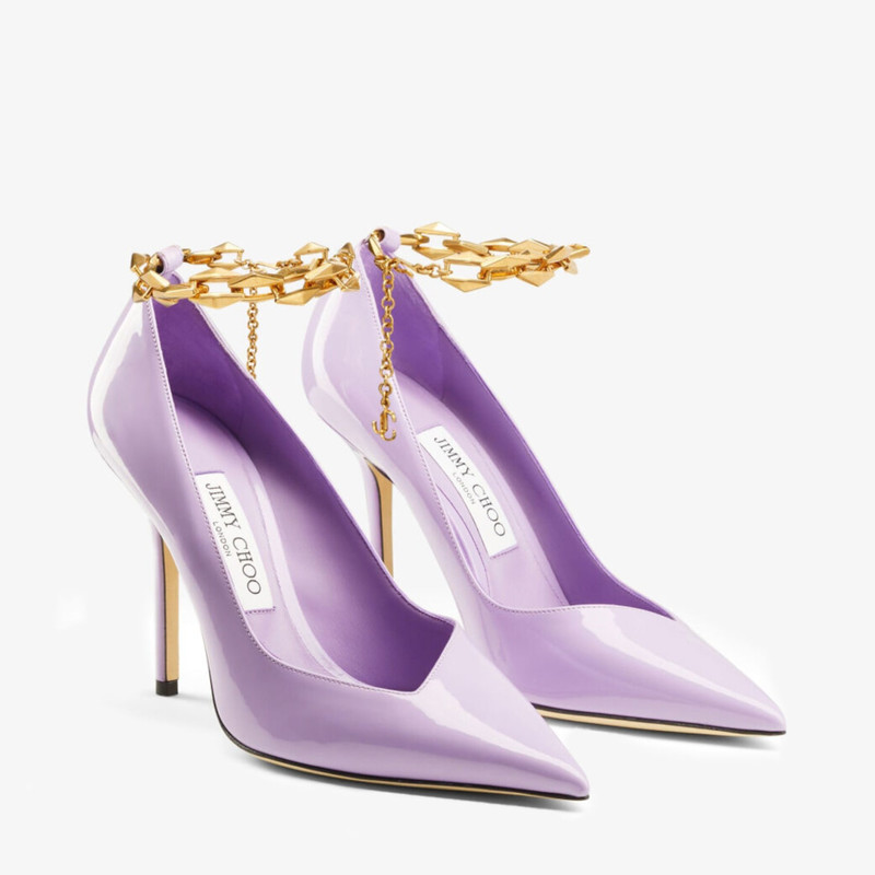 Diamond Talura 100 Wisteria Soft Patent Leather Pumps with Chain 4