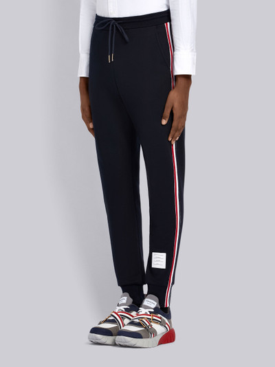 Thom Browne Navy Loopback Jersey Vertical Stripe Sweatpant outlook