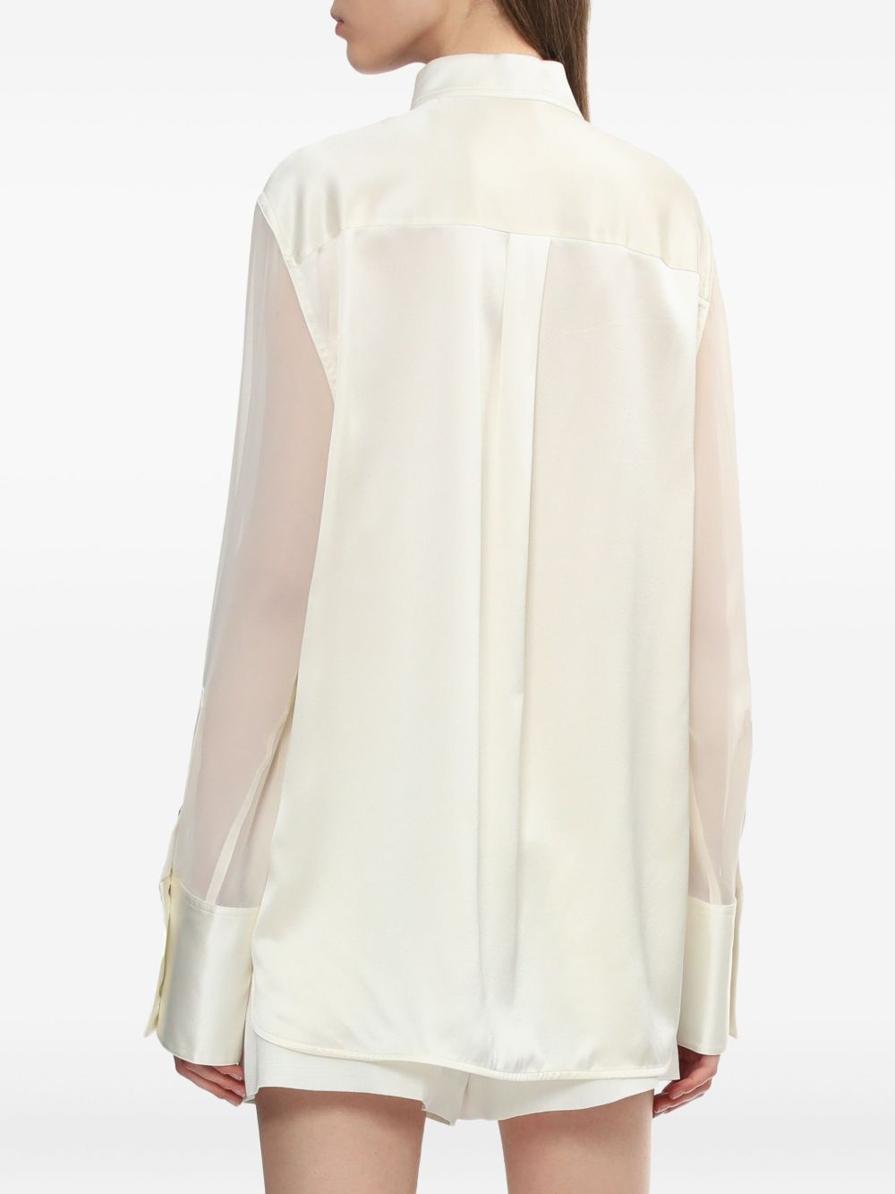 silk-panelled blouse - 4