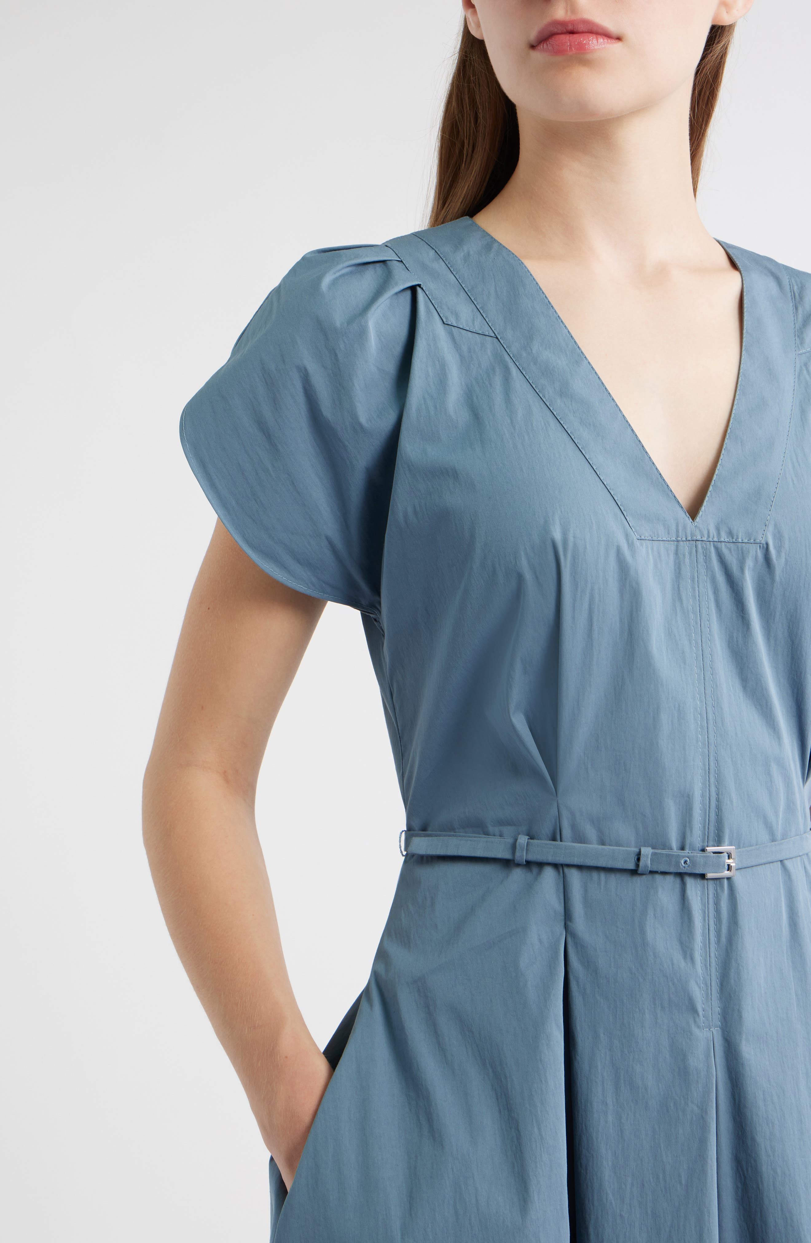 BOSS Demnilia Belted Cotton Blend Midi Dress in Tanzanite at Nordstrom - 4