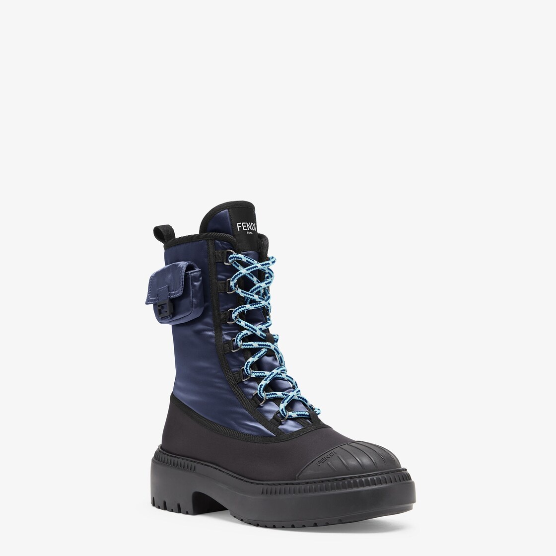 Blue nylon biker boots - 2