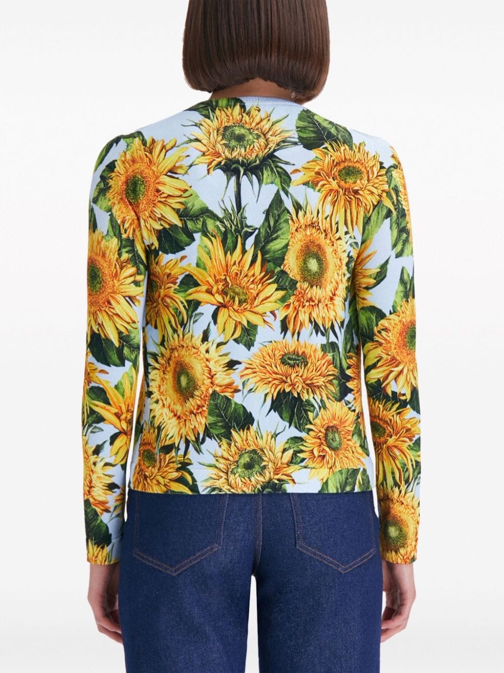 Sunflower-print knitted cardigan - 5