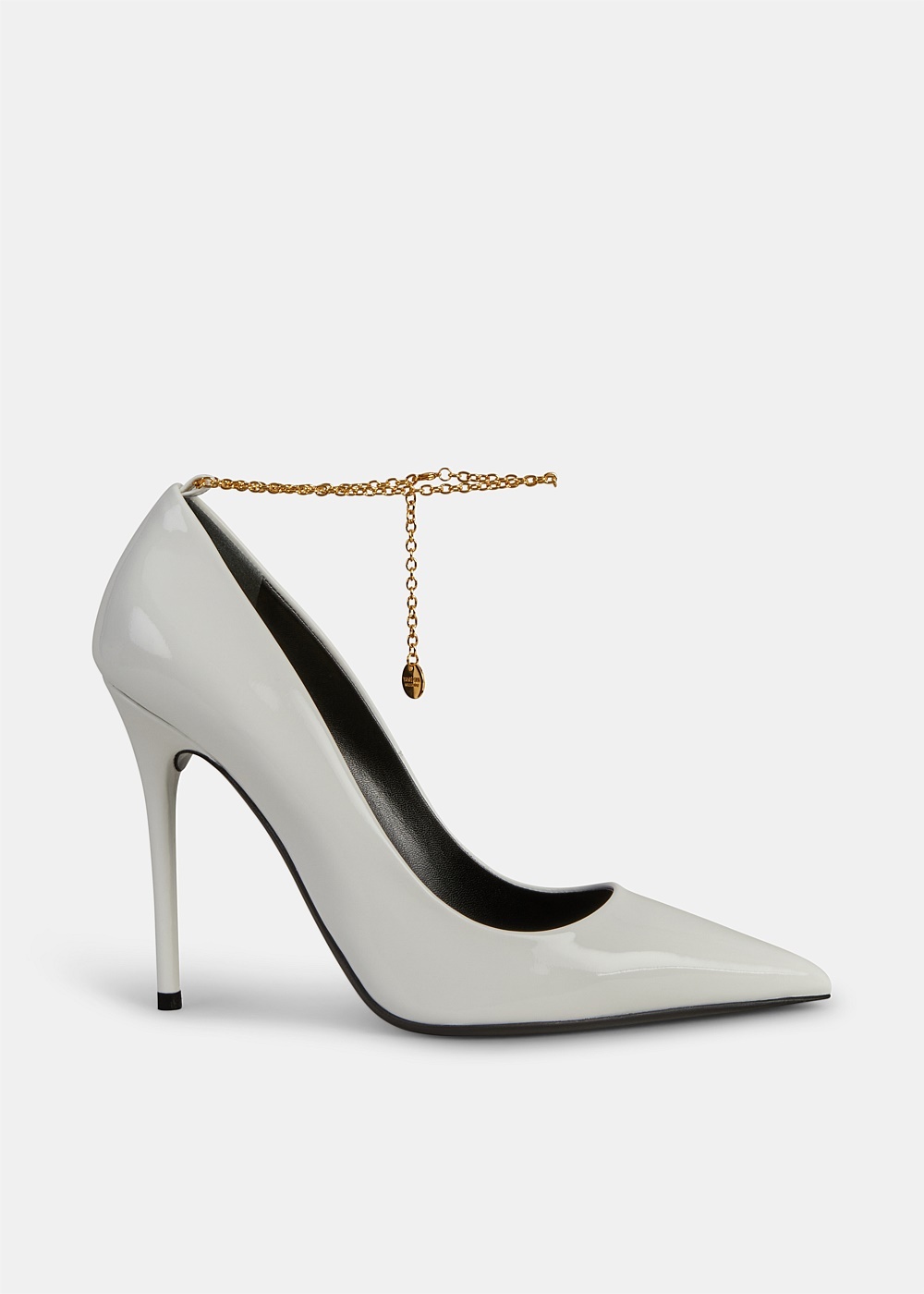 White Patent Chain Pump - 1