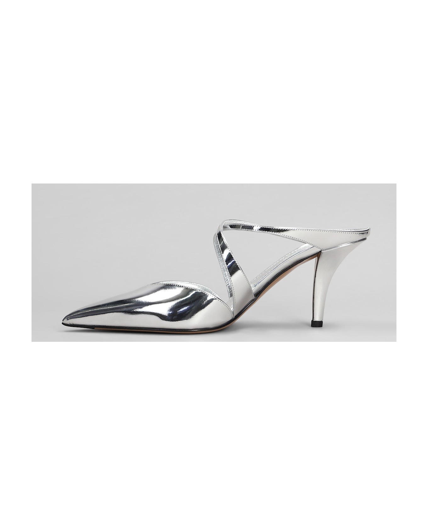 Laila Mule 75 Slipper-mule In Silver Leather - 3