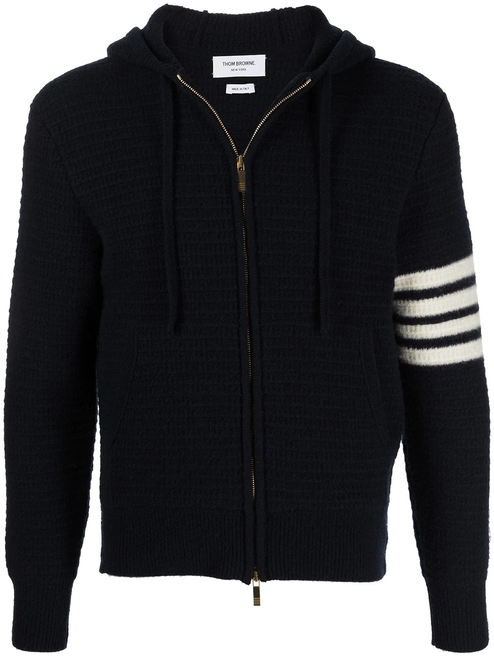 4-Bar stripe knitted hoodie - 1