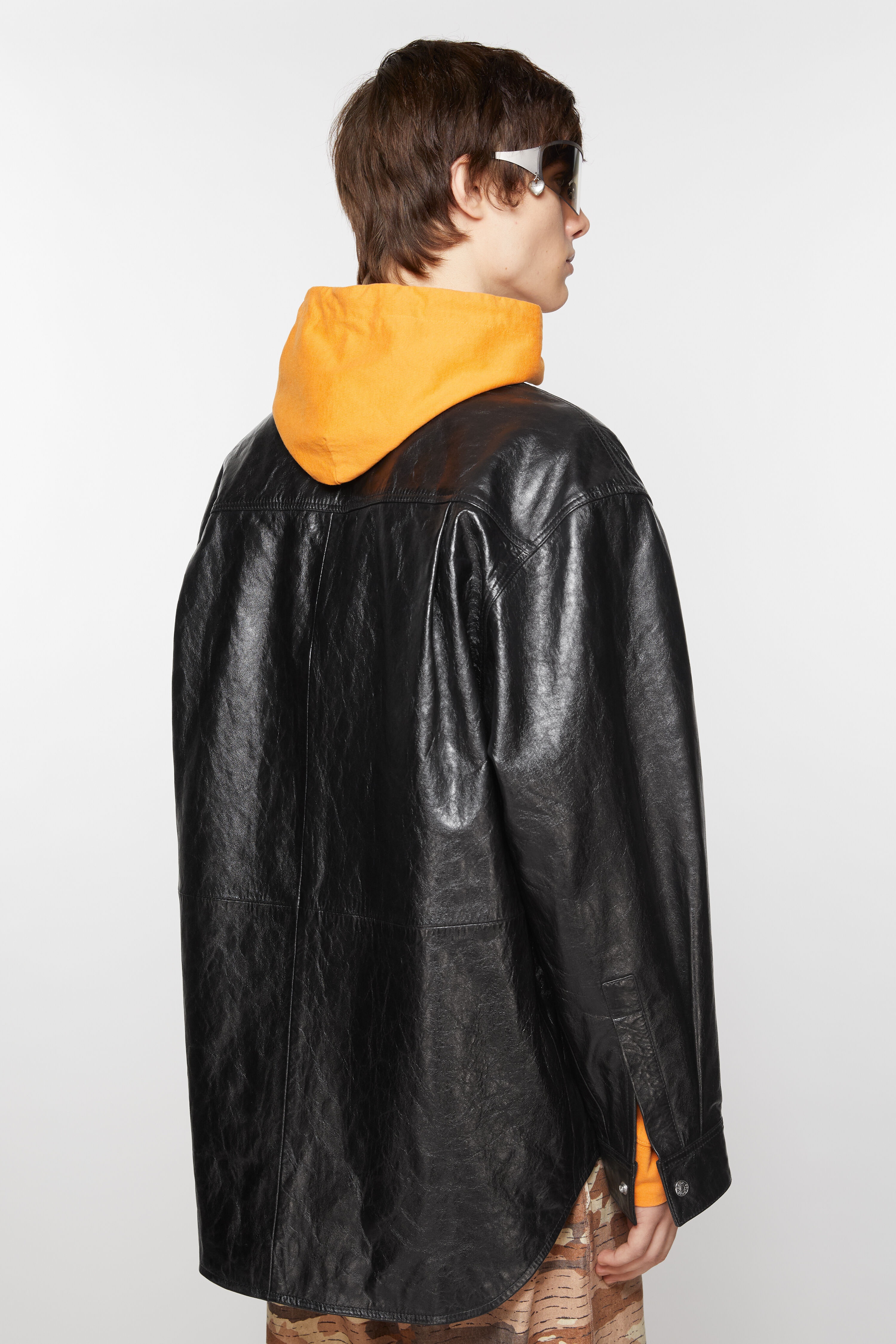 Leather shirt jacket - Black - 4