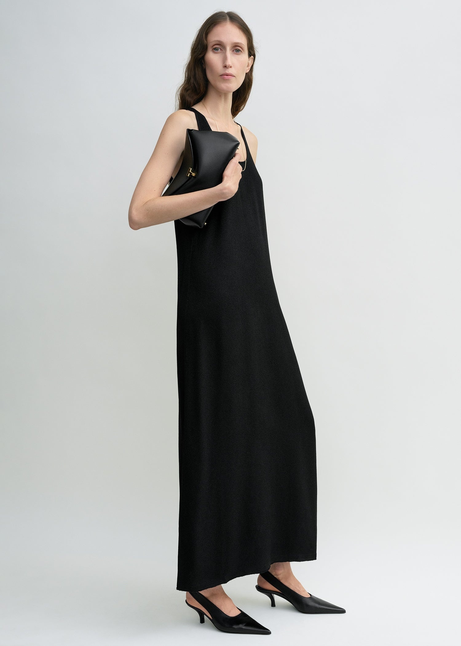 Scoop-neck sablé dress black - 3