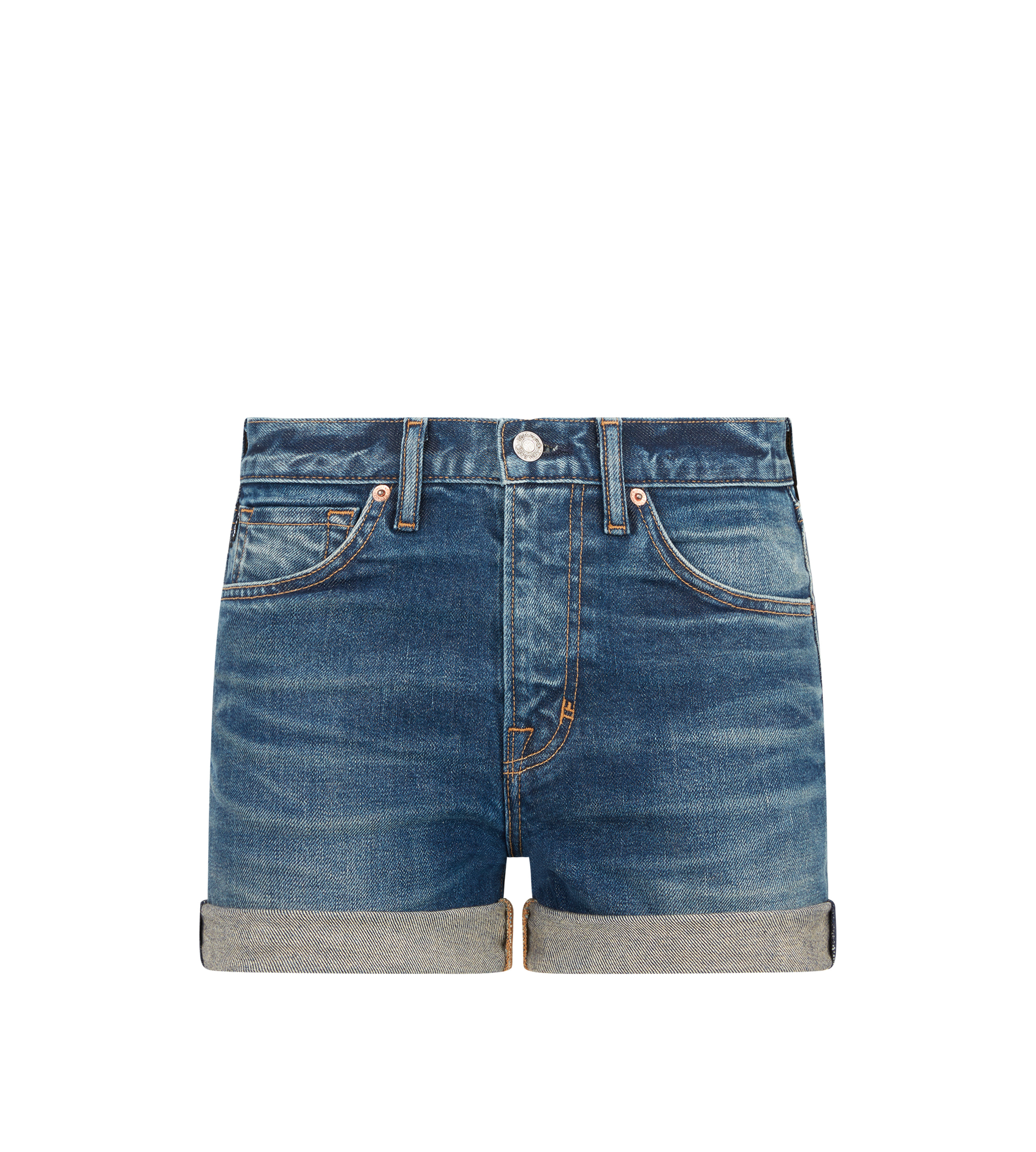 COMFORT STONE WASHED DENIM SHORTS - 1