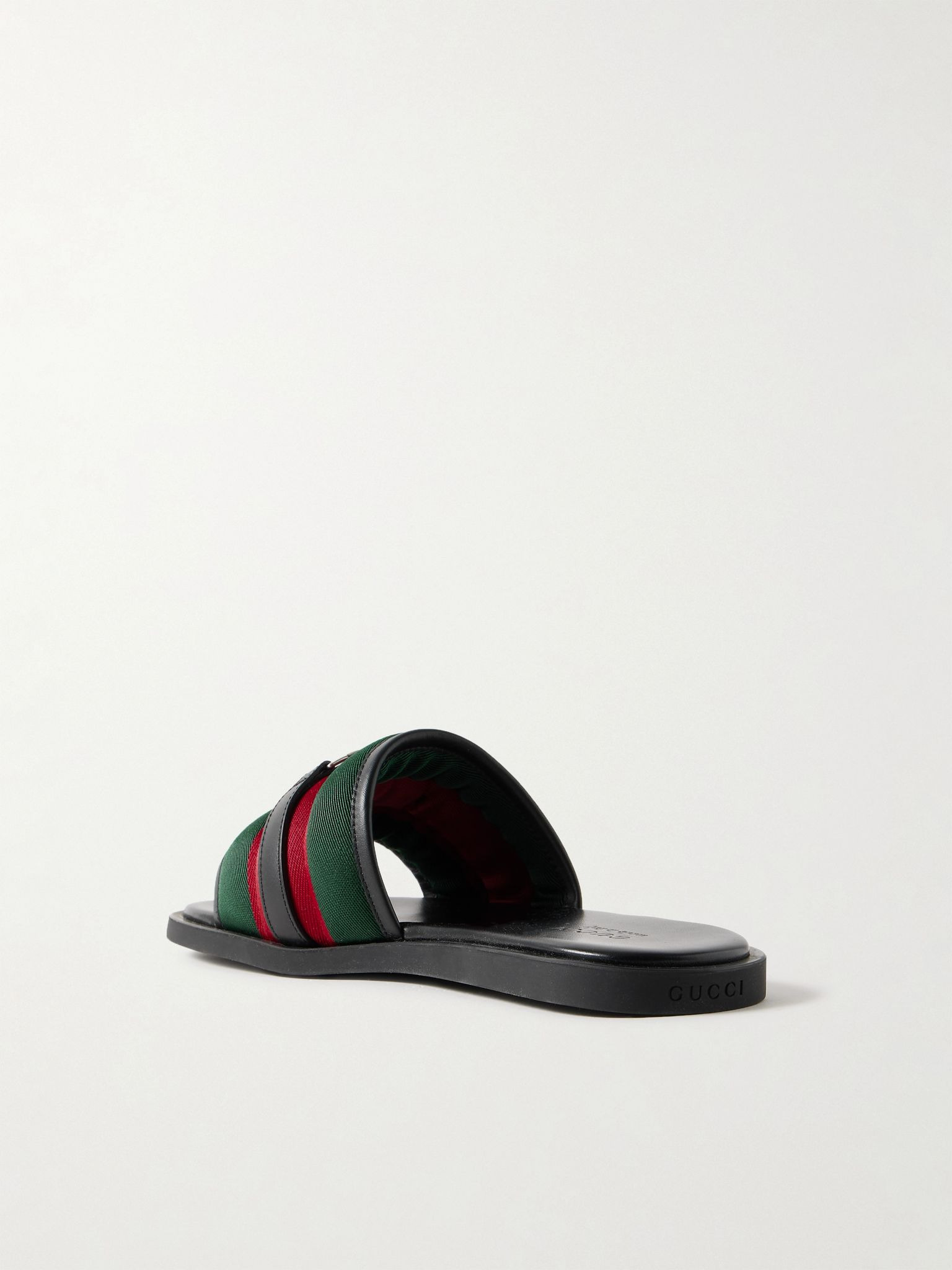 Logo-Embellished Leather-Trimmed Quilted Twill Slides Black - 3
