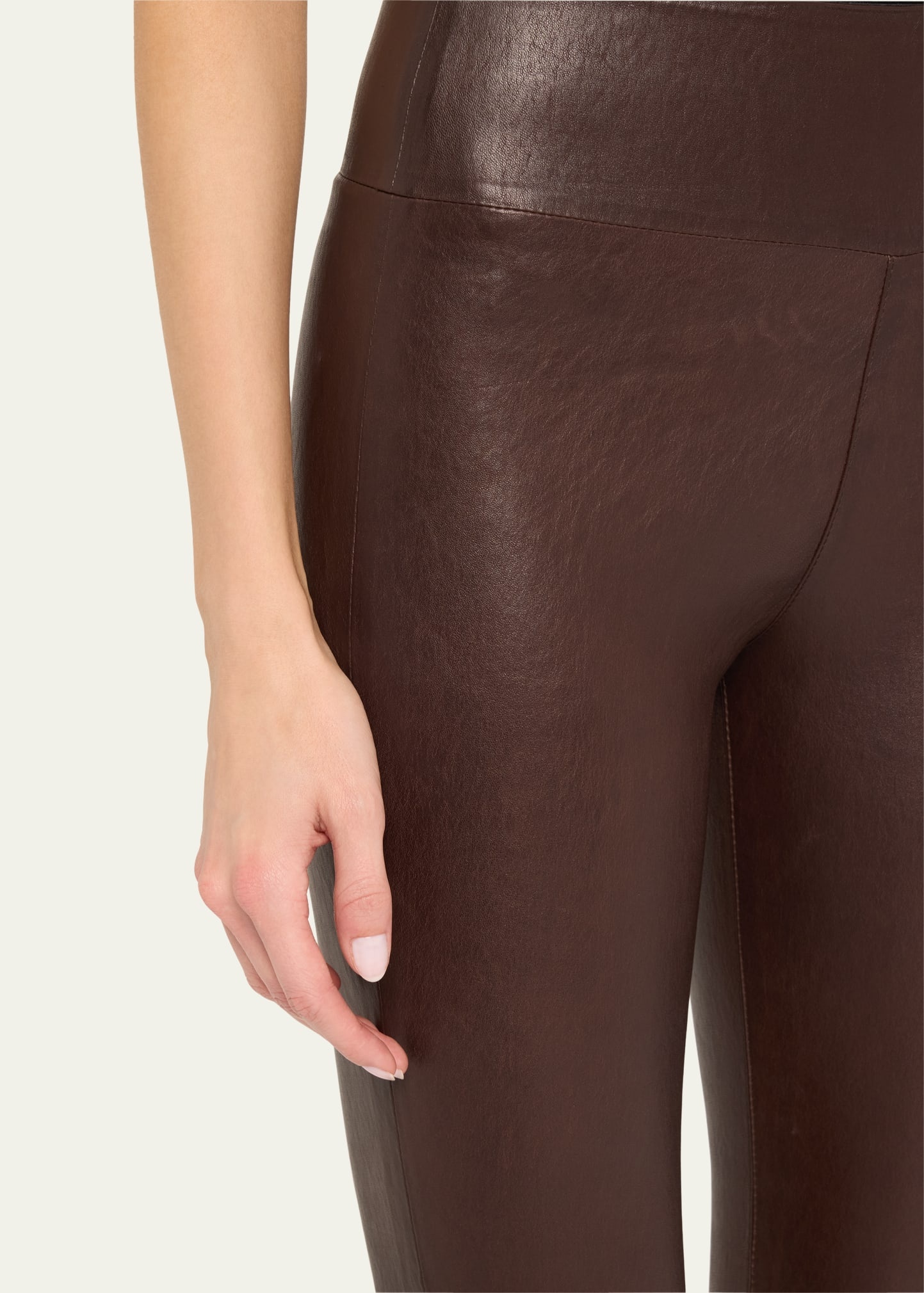High-Waist Leather Ankle Leggings - 5