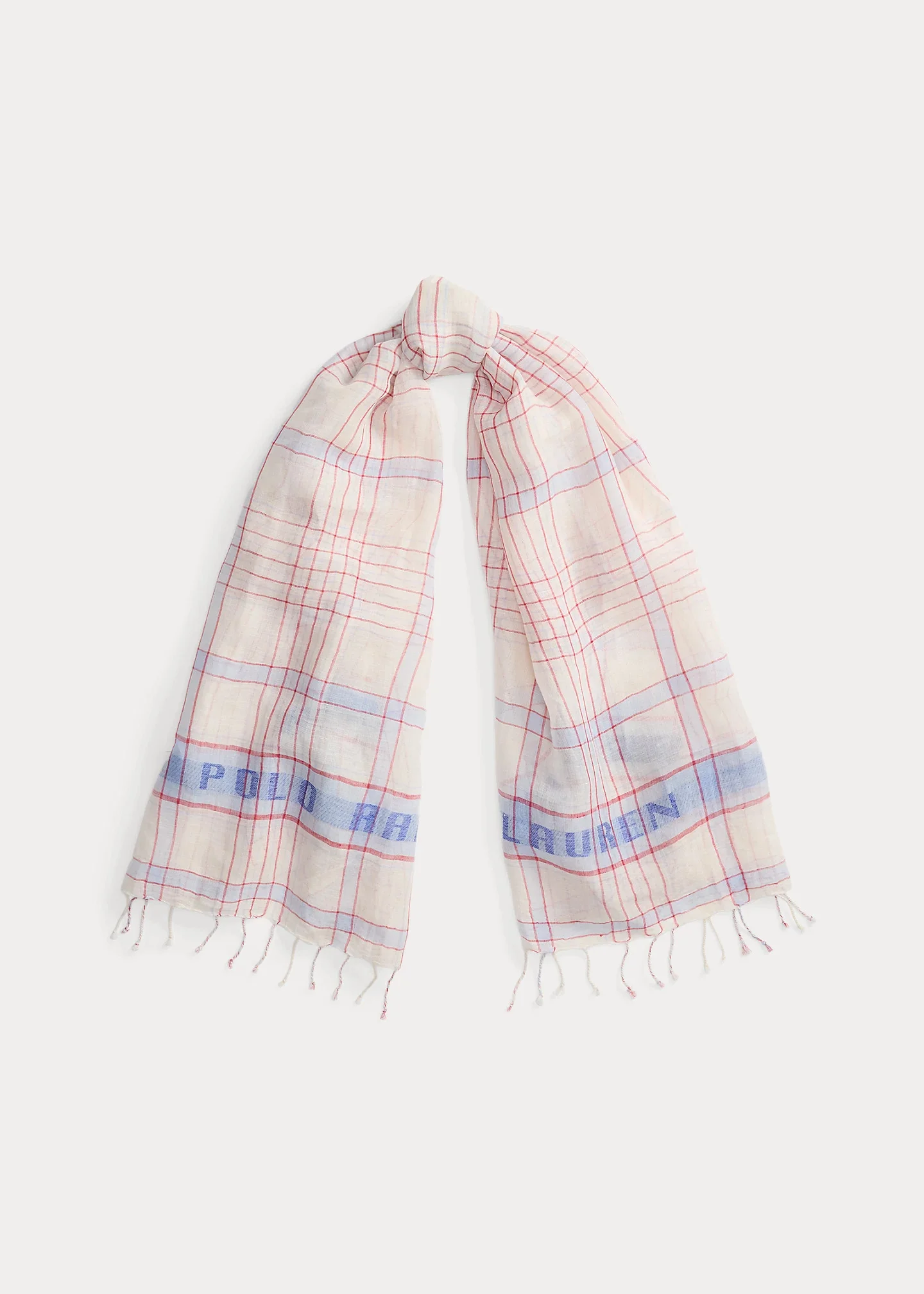 Logo Plaid Linen-Cotton Scarf - 1