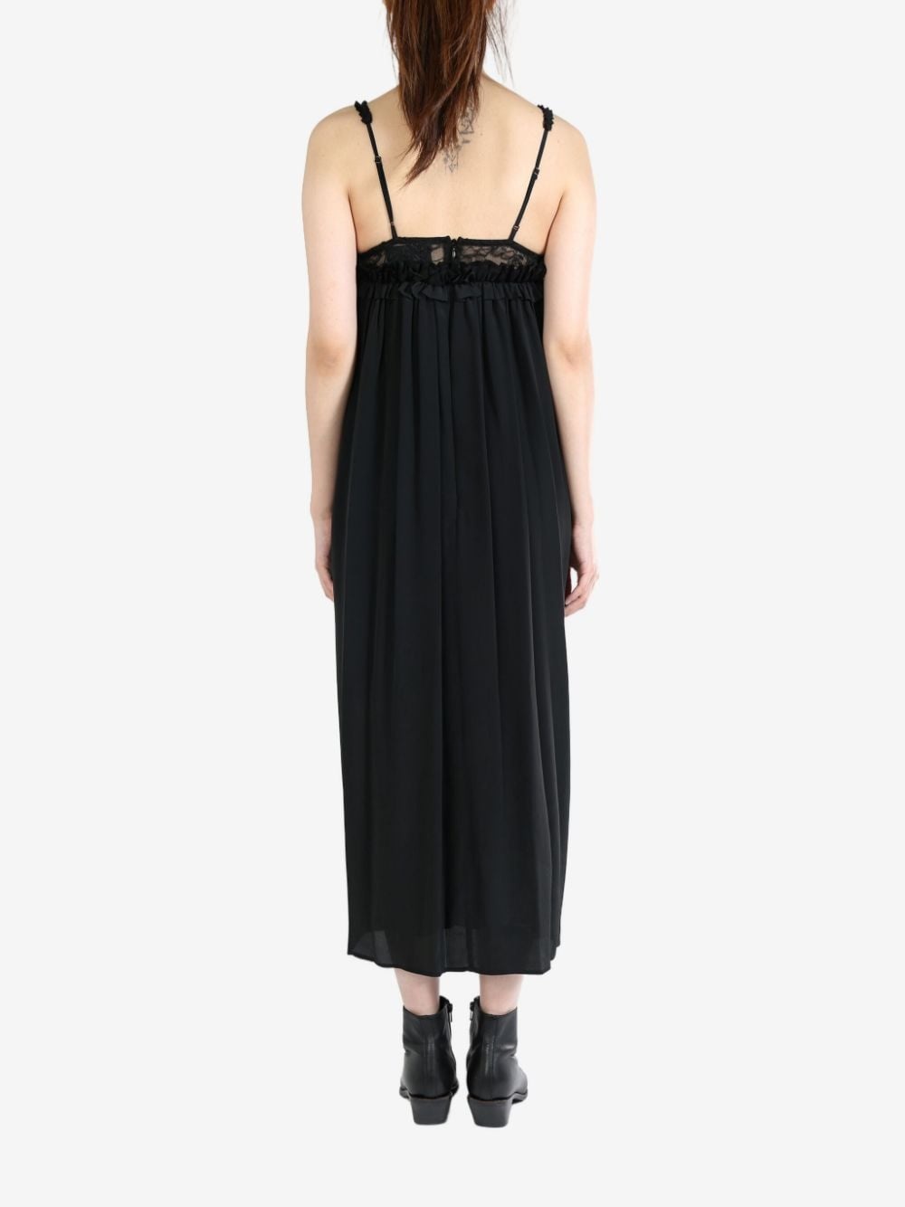 lace-up satin dress - 3