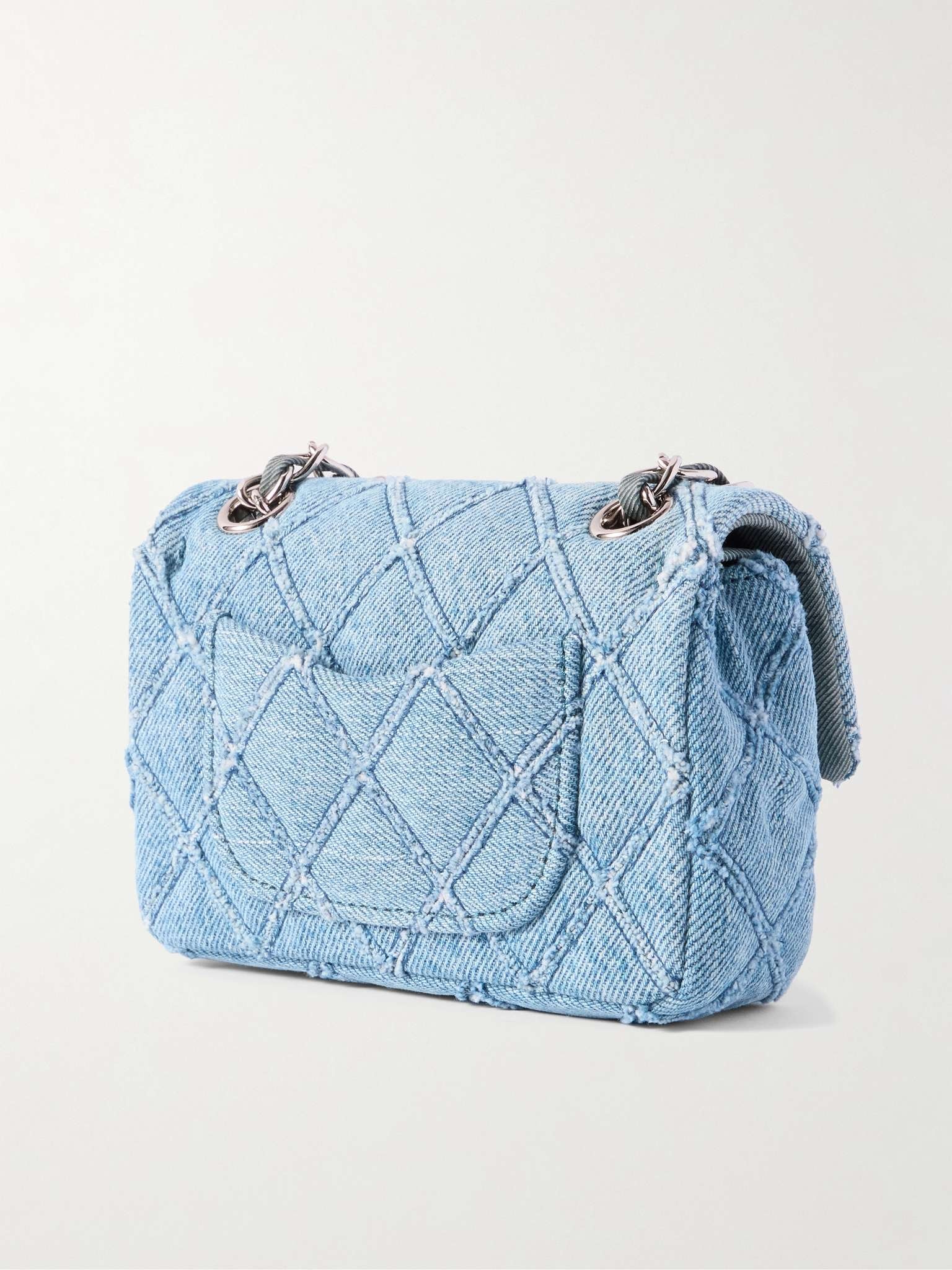 Rhombus Nano Quilted Denim Messenger Bag - 3