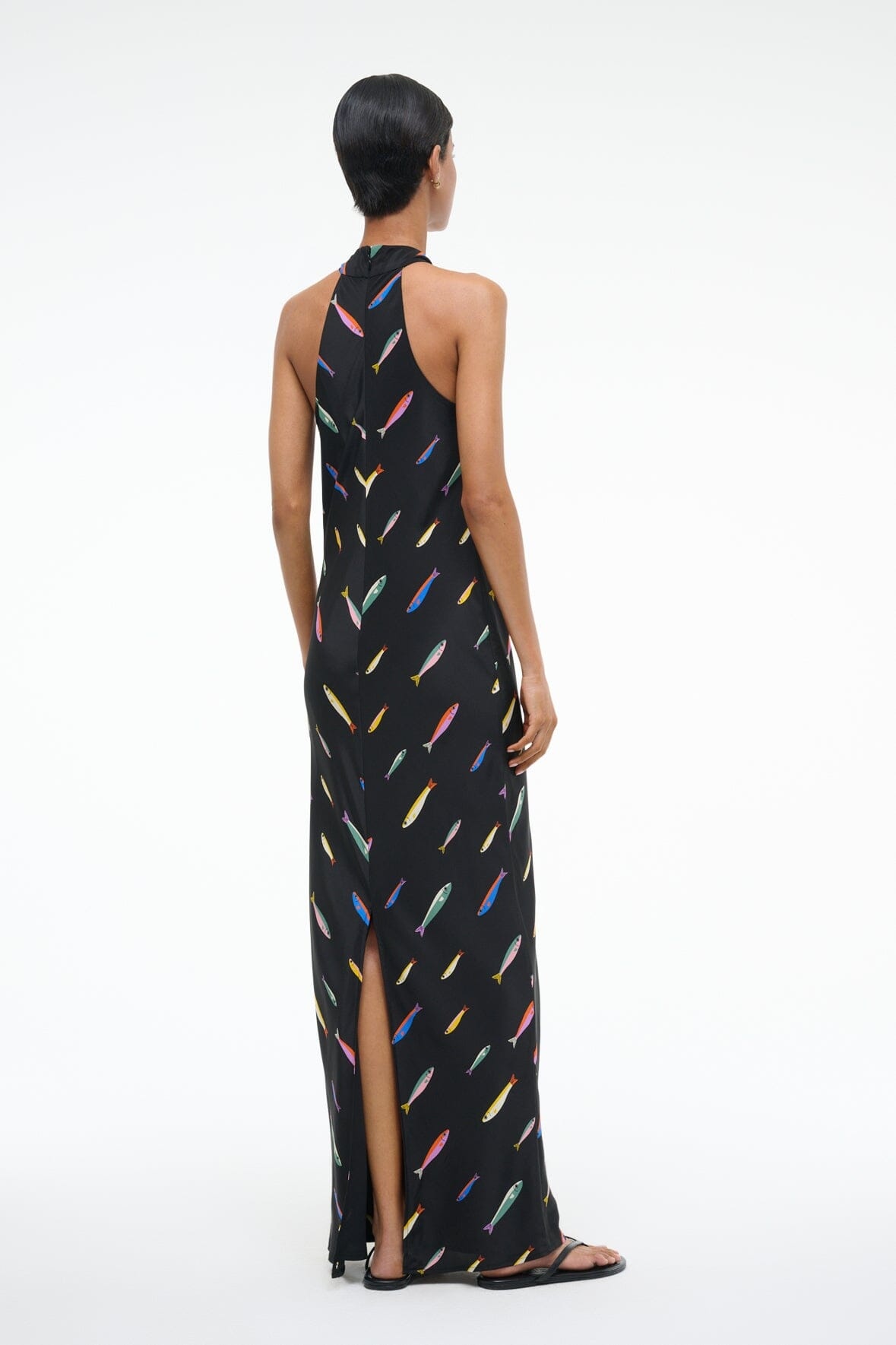 STAUD WINNIE SILK DRESS POP SARDINES BLACK - 3