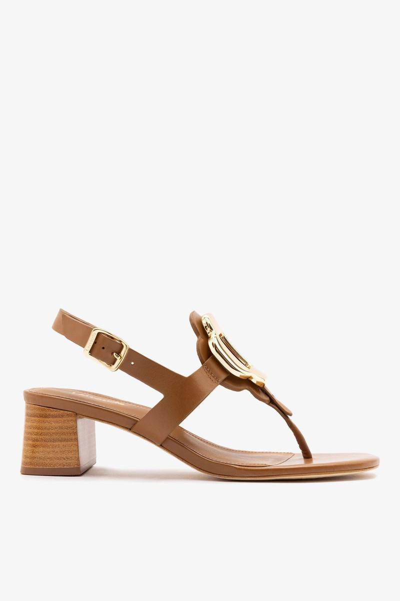 Margherita Block Thong Sandal Caramel Leather 1