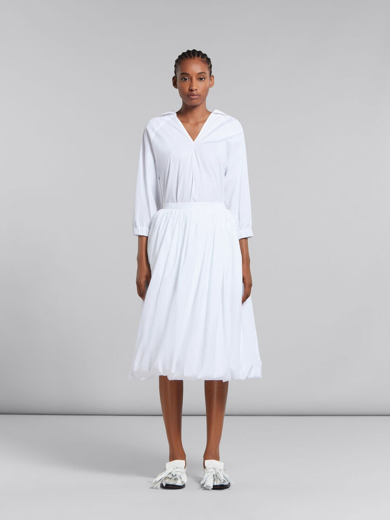 Marni WHITE BIO POPLIN BALLOON MIDI SKIRT outlook