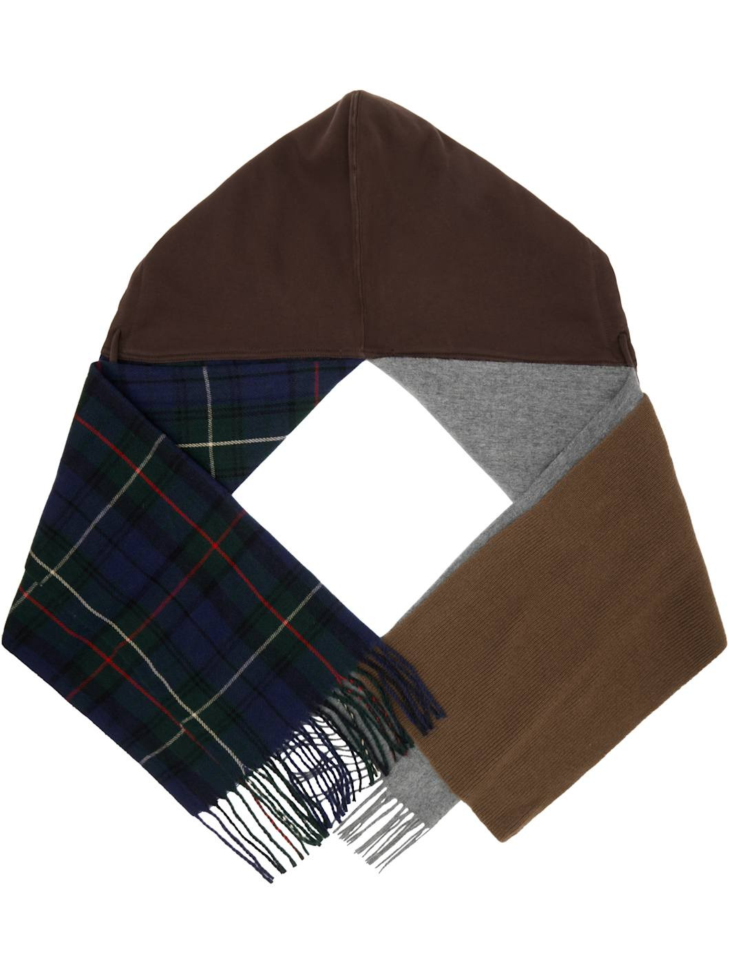 Brown & Multicolor Deconstructed Hoodie Scarf - 2