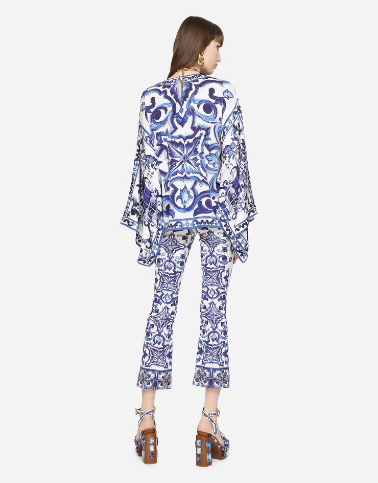 Majolica-print charmeuse blouse - 4